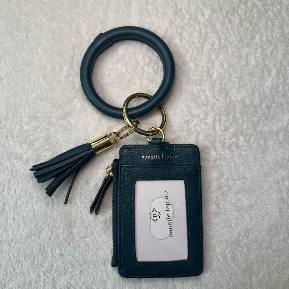 Cute Blue Leather Key and Card Holder